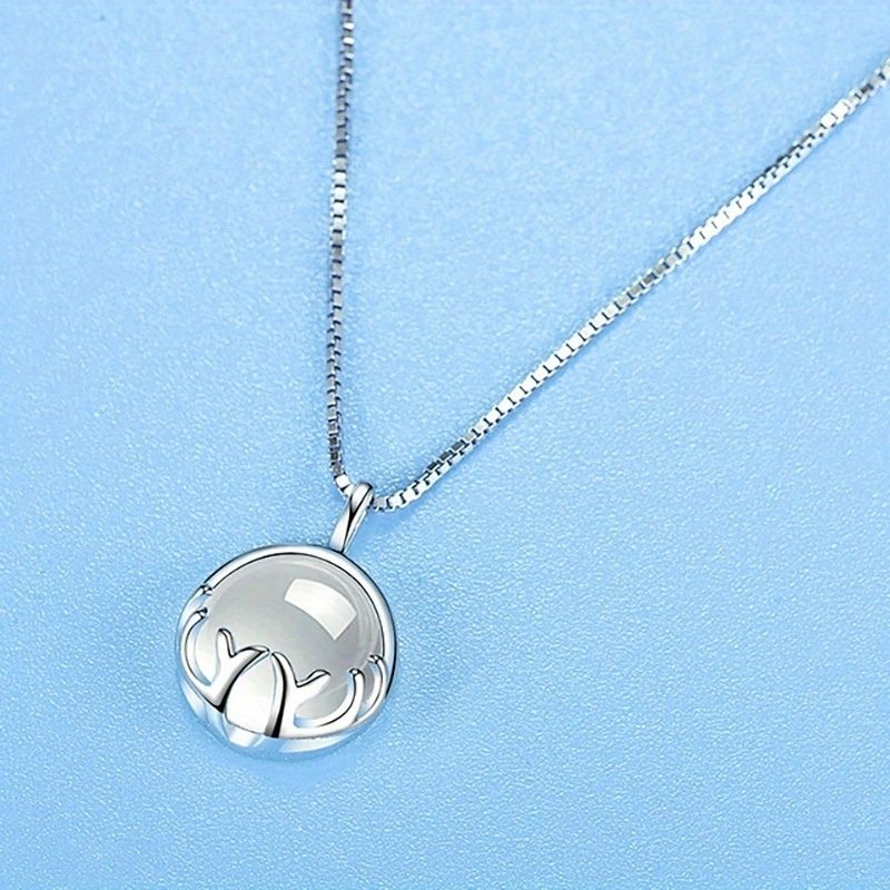 Collier Pierre de Lune Bois de Cerf S925 – Image 3