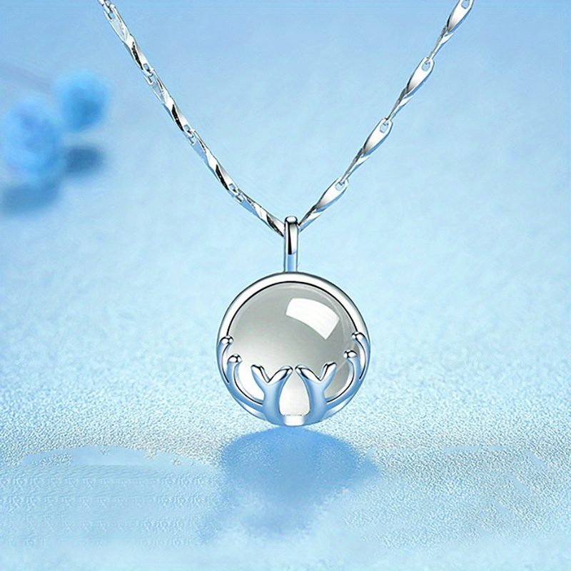 Un cadeau romantique de bijoux de mariage pour femmes, comprenant un collier avec un pendentif de bois de cerf en pierre de lune en argent S925 925