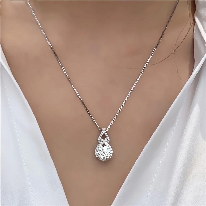Collier sophistiqué en argent sterling S925 avec moissanite de 3 carats - Breloque en forme de larme, accessoire de mariée intemporel - Bijoux pour femmes, cadeau pour la Saint-Valentin