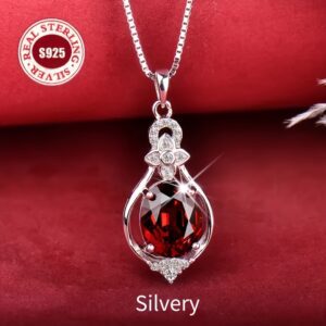 Collier Grenat Rouge Vin Argent 925