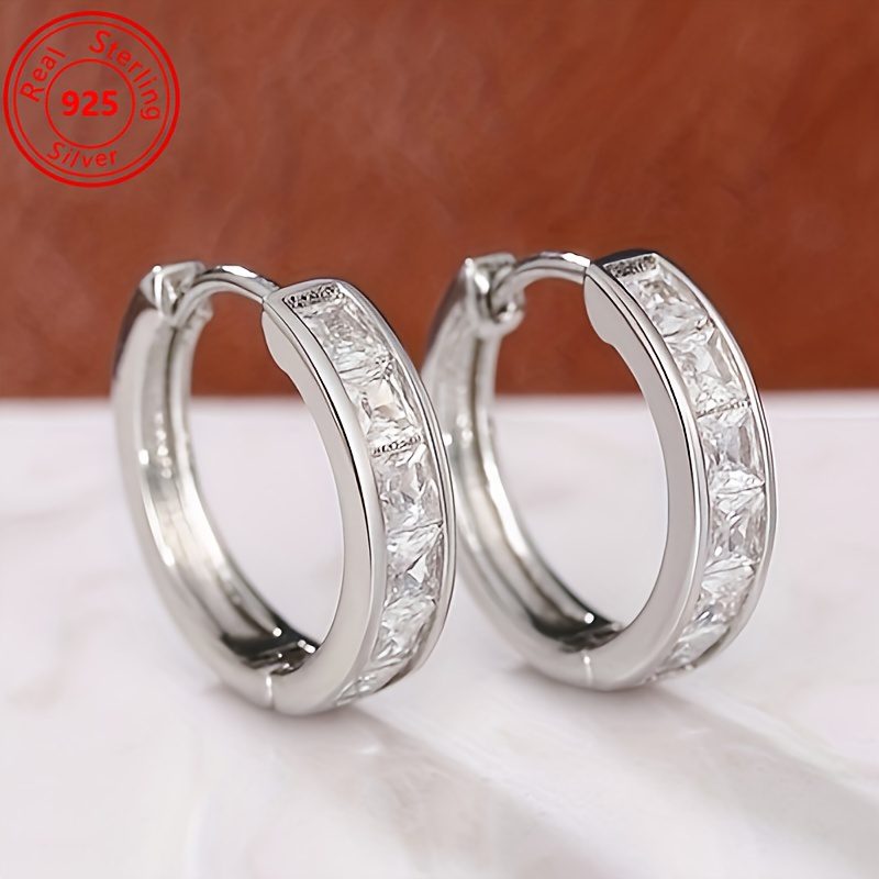Boucles d'oreilles en Moissanite en Argent Sterling 925, à la Mode et Simples - Boucles d'oreilles Brillantes pour le Quotidien des Femmes - -allergiques, Légères, Adaptées à Toute Tenue et Occasion, Cadeau pour Femmes, Boucles d'oreilles Anneau pour Femmes, Boucles d'oreilles Clous pour Femmes