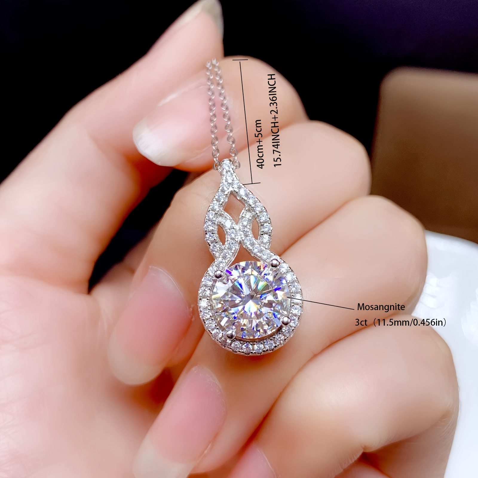 Collier sophistiqué en argent sterling S925 avec moissanite de 3 carats - Breloque en forme de larme, accessoire de mariée intemporel - Bijoux pour femmes, cadeau pour la Saint-Valentin