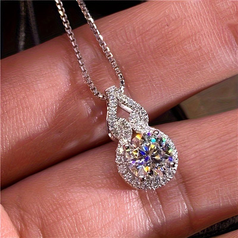 Collier sophistiqué en argent sterling S925 avec moissanite de 3 carats - Breloque en forme de larme, accessoire de mariée intemporel - Bijoux pour femmes, cadeau pour la Saint-Valentin