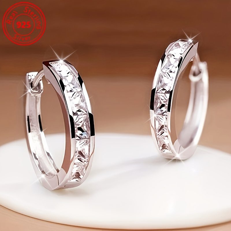 Boucles d'oreilles en Moissanite en Argent Sterling 925, à la Mode et Simples - Boucles d'oreilles Brillantes pour le Quotidien des Femmes - -allergiques, Légères, Adaptées à Toute Tenue et Occasion, Cadeau pour Femmes, Boucles d'oreilles Anneau pour Femmes, Boucles d'oreilles Clous pour Femmes