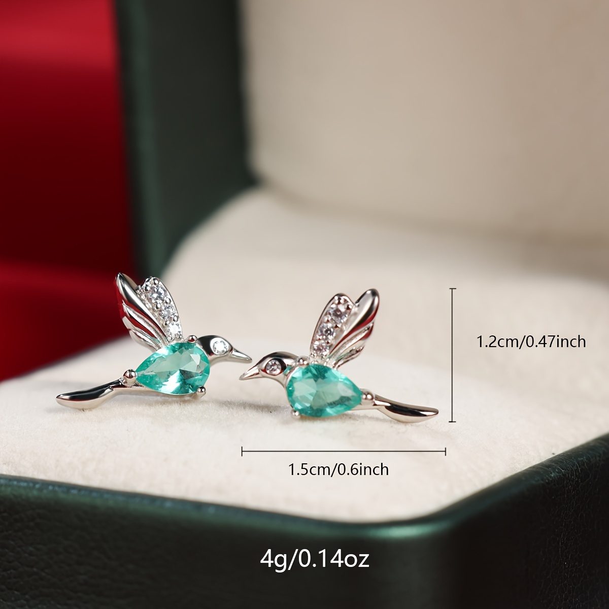 Boucles d'oreilles à clous délicates en forme de colibri | Bijoux hypoallergéniques en argent sterling 925 avec incrustation de zircone, style bohème élégant, cadeau féminin mignon, sans nickel, anti-allergiques, parfaits pour les peaux sensibles