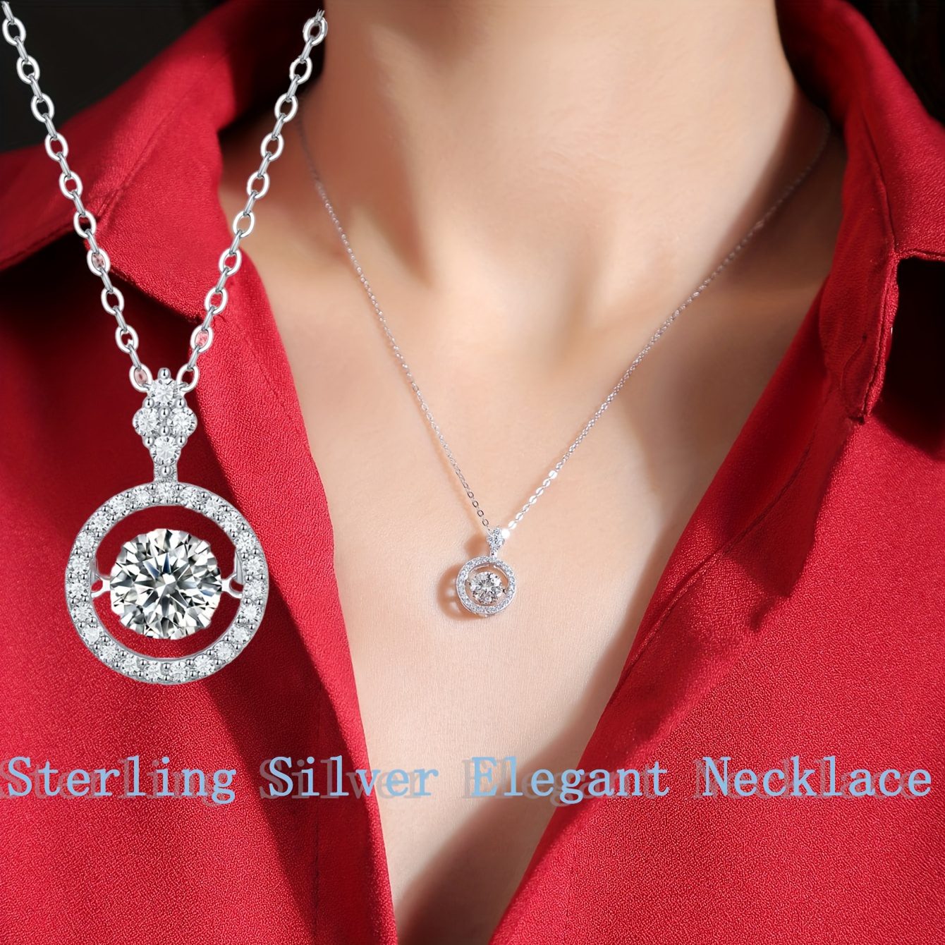 Collier pendentif en moissanite argentée 1 carat 925 avec bague étoile, collier pendentif élégant pour dame blanche, bijou haut de gamme, cadeau créatif et doux pour couple de vacances, chignon élégant