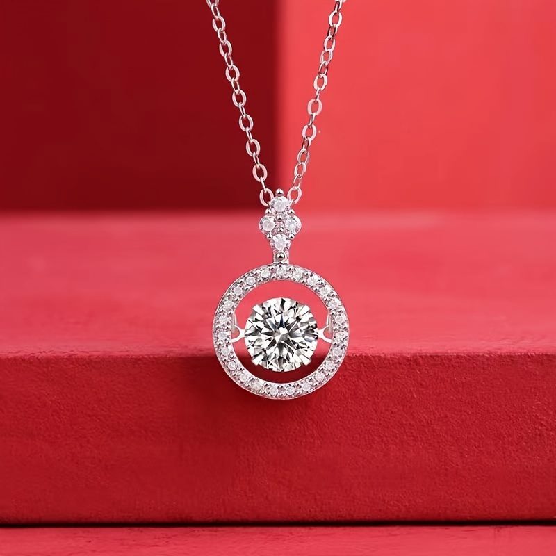 Collier pendentif en moissanite argentée 1 carat 925 avec bague étoile, collier pendentif élégant pour dame blanche, bijou haut de gamme, cadeau créatif et doux pour couple de vacances, chignon élégant
