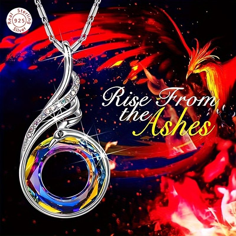 Ce collier est orné d'un pendentif circulaire en zircone synthétique de couleurs phénix, fabriqué en argent sterling S925. Il est idéal pour un usage quotidien et constitue un magnifique cadeau pour des occasions comme la Saint-Valentin, la fête des mères, les anniversaires.