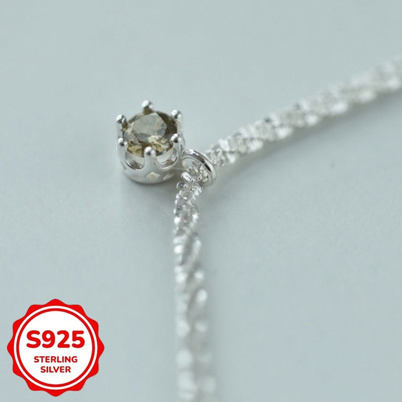 1pc Collier avec Pendentif Ciel Étoilé en Zircon Cubique Vert Olive en Argent Sterling S925 | Élégant, Luxueux, Anti-Oxydation, Chaîne Clavicule, 3.3g/0.13oz, Coffret Cadeau, Parfait pour la Saint-Valentin & Toutes les Occasions