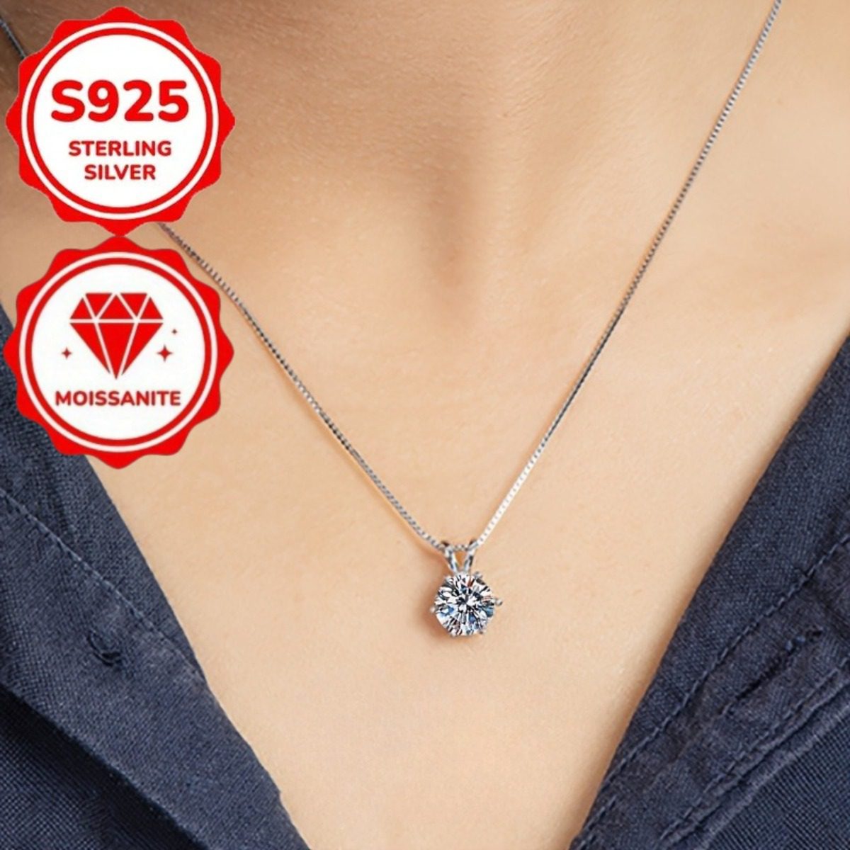 Collier avec pendentif en moissanite argent S925, élégant et stylé, cadeau polyvalent pour les anniversaires de femmes, usage quotidien, vacances, fêtes, Saint-Valentin, fête des enseignants, Noël, Halloween, anniversaires de mariage, bijoux étincelants