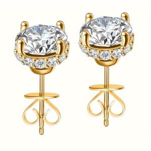 Boucles d'oreilles Moissanite 2 carats or 18 K