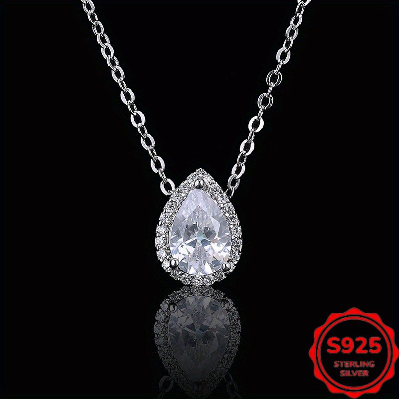 Collier Moissanite 3 Carats Goutte Argent 925 – Image 3