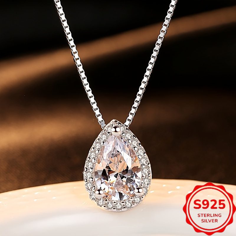 Collier Moissanite 3 Carats Goutte Argent 925 – Image 4