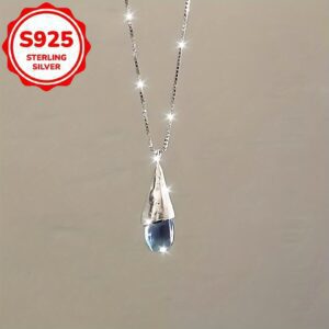 Collier Larme Bleu Vintage en Argent S925