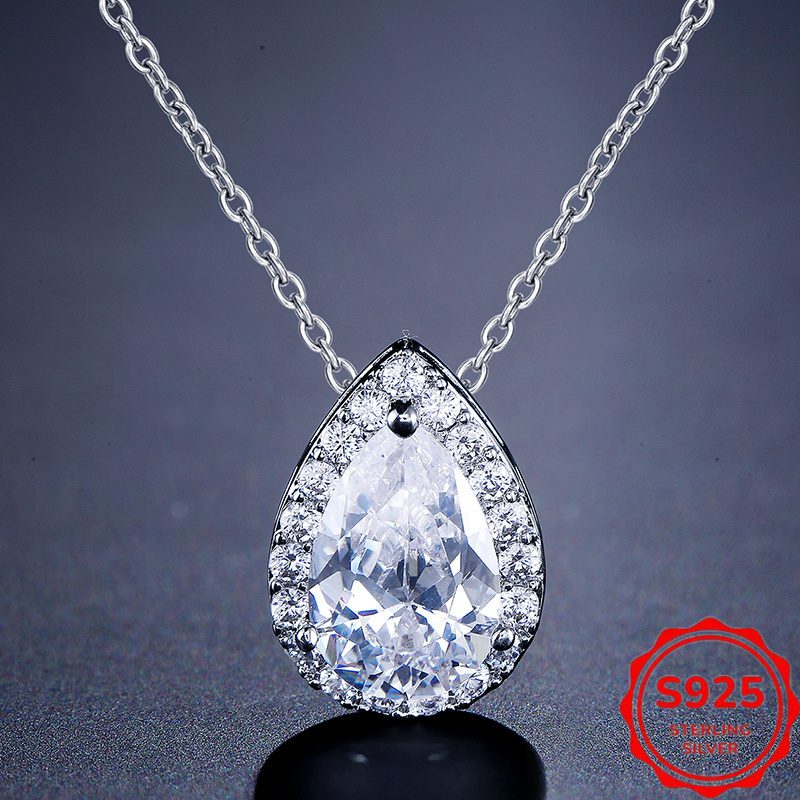 Collier Moissanite 3 Carats Goutte Argent 925 – Image 2