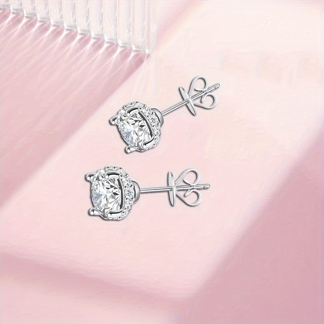 Élégance - Boucles d'oreilles plaquées or 18K et argent 925 avec Moissanite étincelante de 2 carats - Idéales pour fiançailles, mariage, anniversaire et cadeaux de Noël - Accessoires tendance pour tenue décontractée ou soirée - Artisanat, pierres précieuses, amour éternel