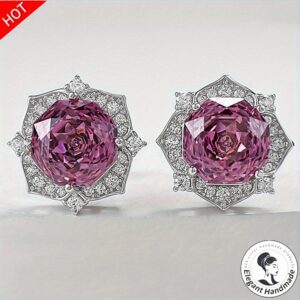 Boucles Moissanite Fleur 4 ct - Éclat Pur