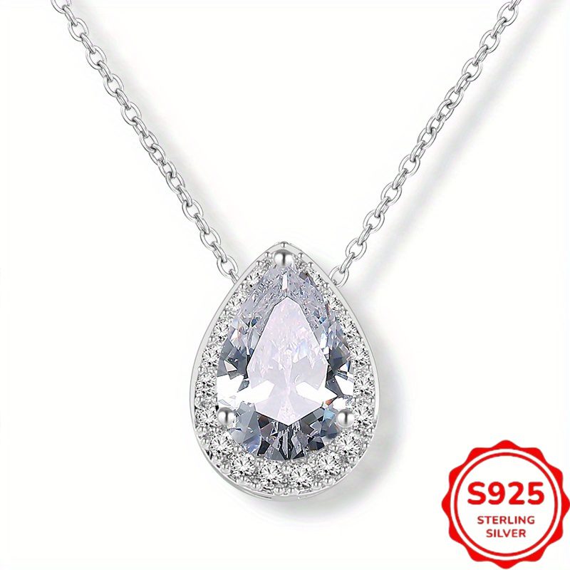 Collier Moissanite 3 Carats Goutte Argent 925