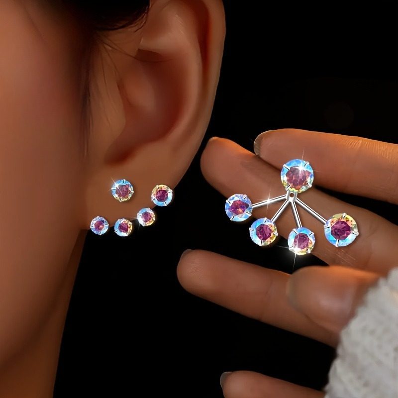 2 Paires de Boucles d'Oreilles Moissanite S925 Argent Sterling Sans Nickel Cadeau de Noël pour Elle Bijoux de Fête Quotidienne Push Back Hypoallergéniques Ensemble Empilable