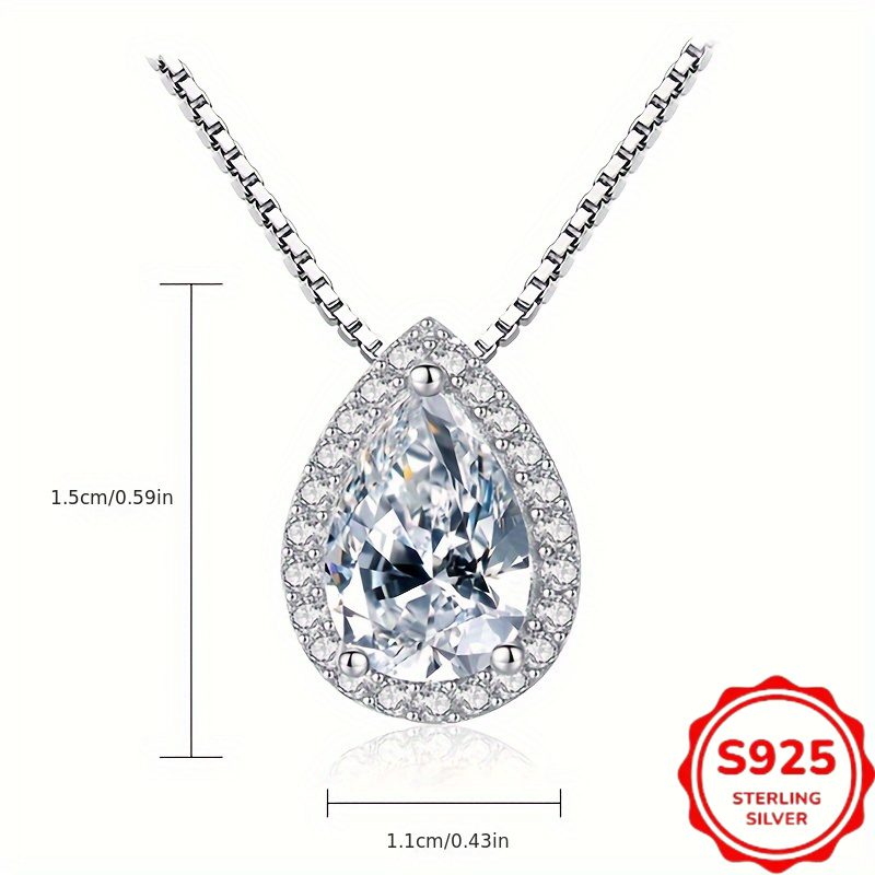 Collier Moissanite 3 Carats Goutte Argent 925 – Image 5