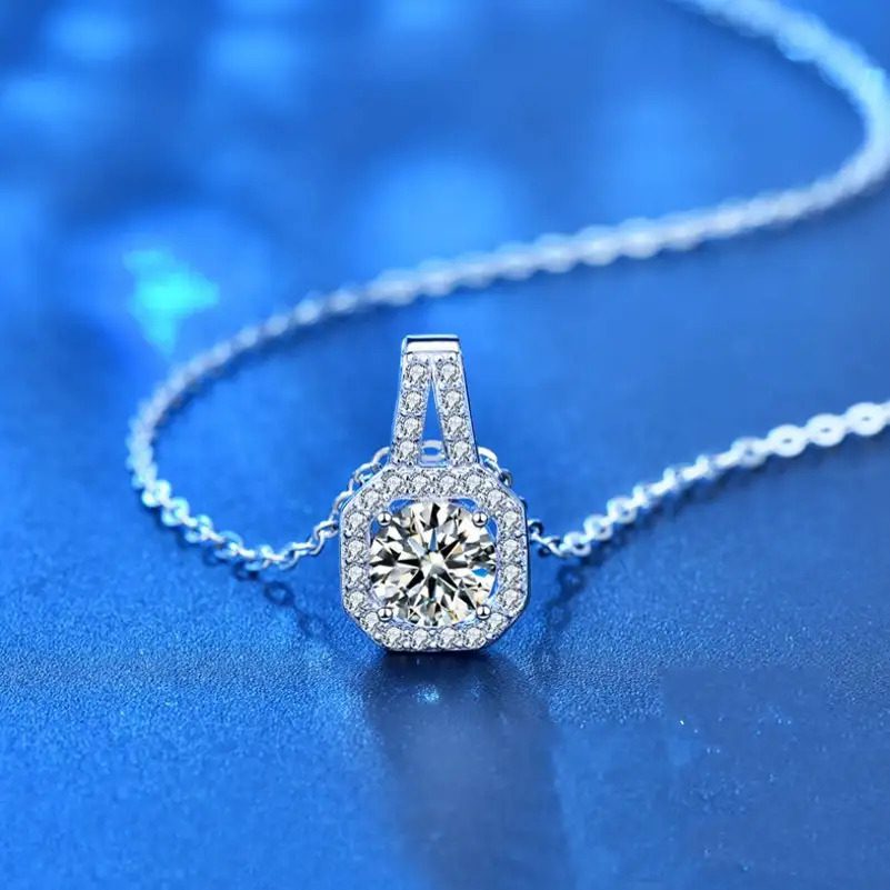 Collier Moissanite Princesse Argent 925 – Image 6
