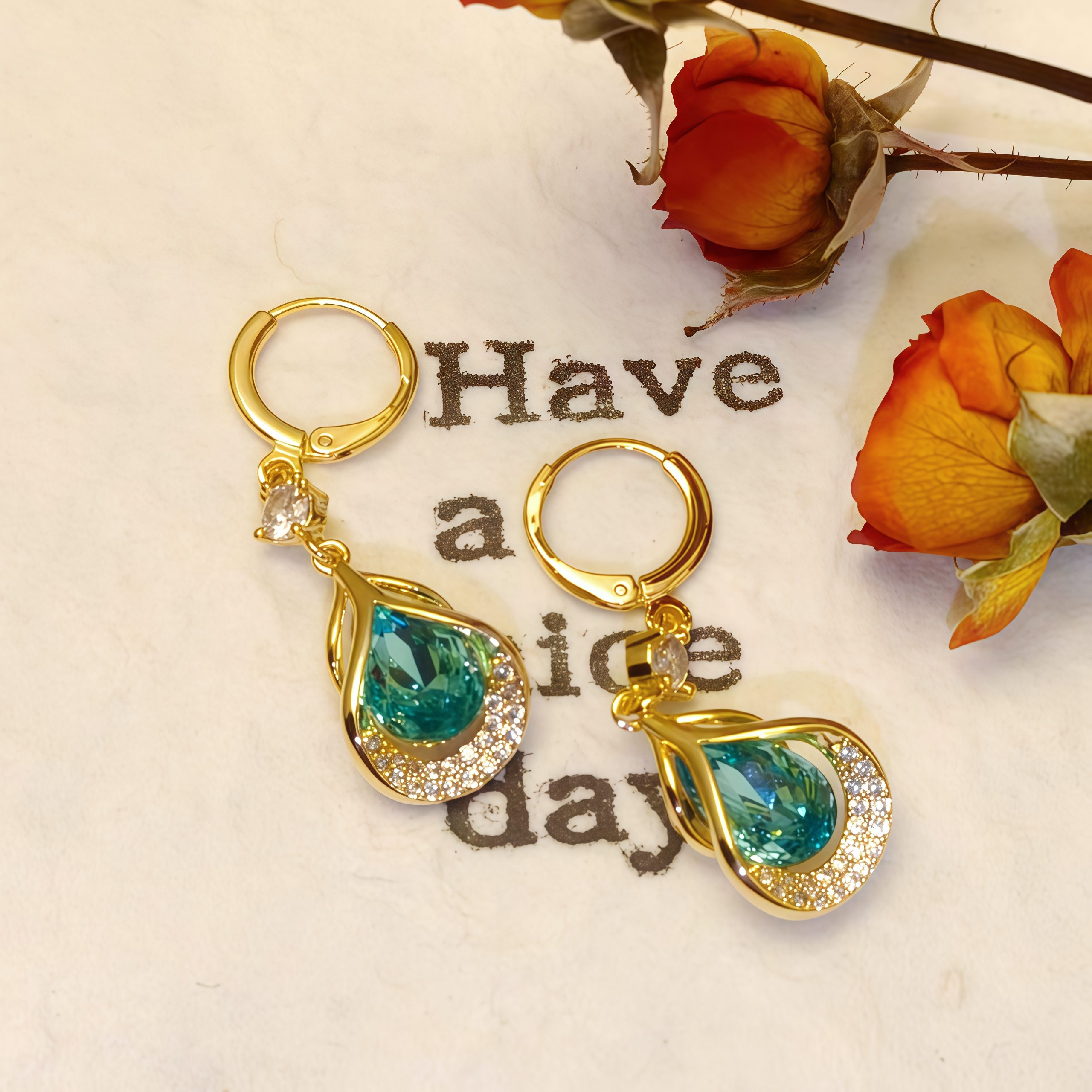1 Paire de Boucles d'Oreilles Longues Goutte d'Eau pour Femmes – Cuivre Plaqué Or 18 Carats avec Zircone Cubique 5A, Bijoux de Mode Élégants pour Usage Quotidien, Cadeau d'Anniversaire & Noël