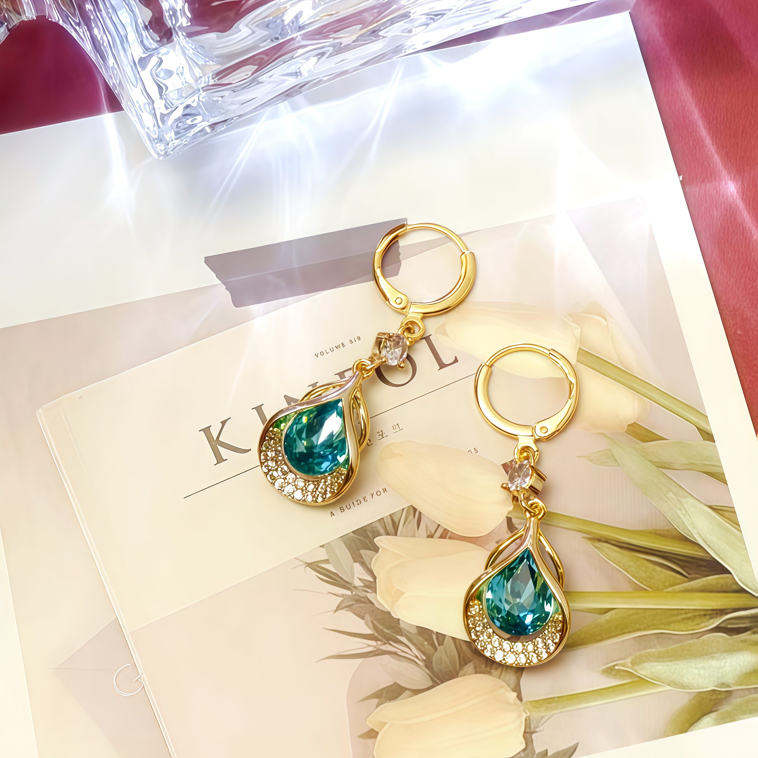 Boucles d'Oreilles Goutte Or 18 K Zircone 5 A – Image 7