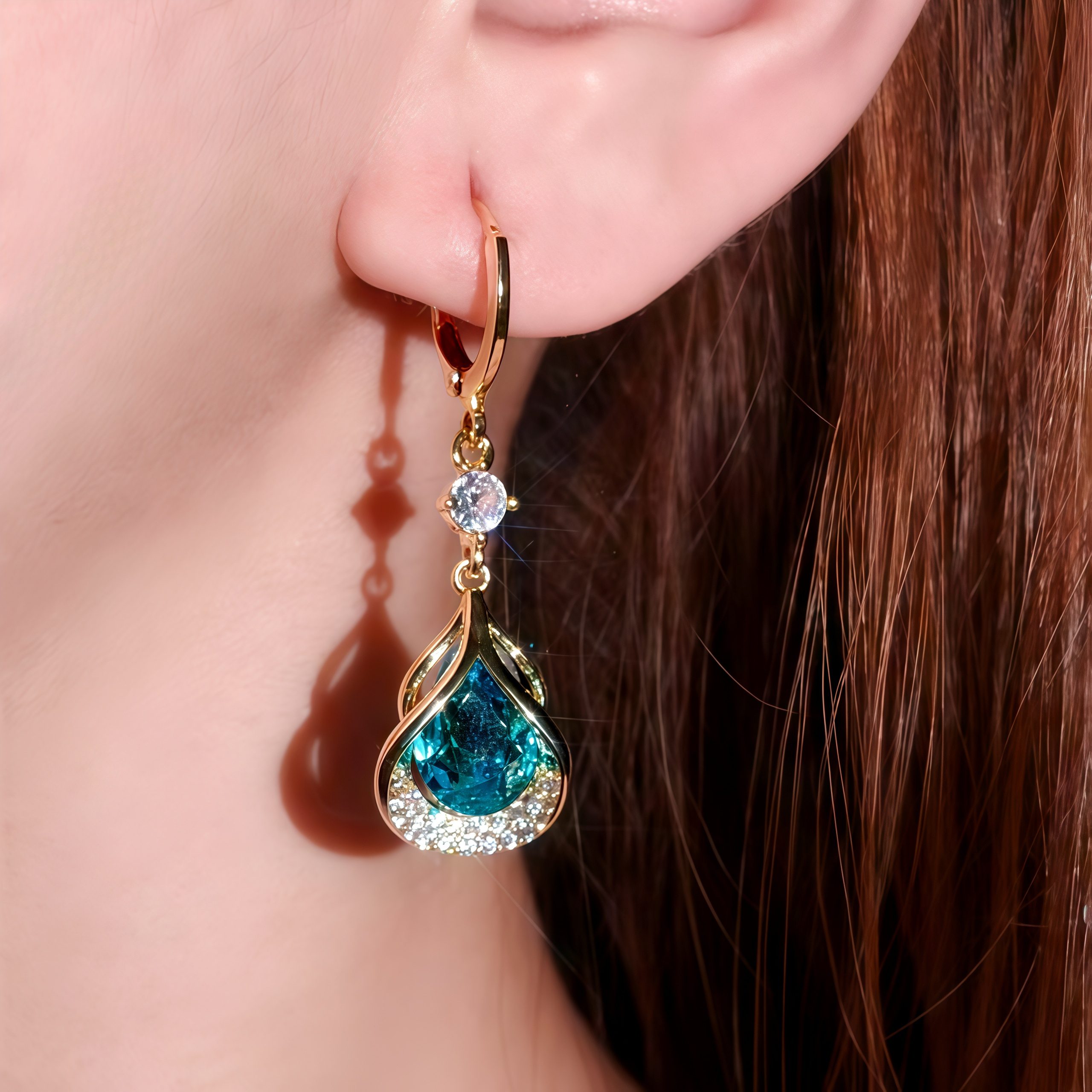 Boucles d'Oreilles Goutte Or 18 K Zircone 5 A