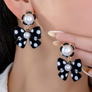 Boucles d'Oreilles Nœud Papillon à Pois