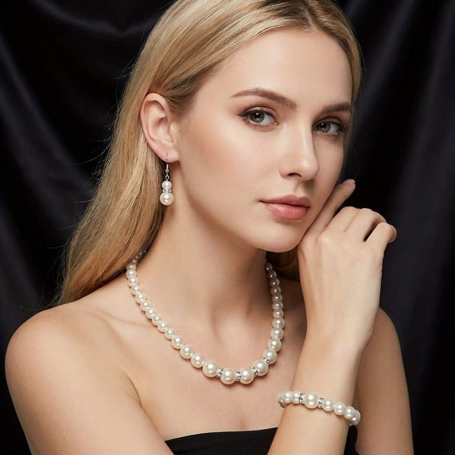 Parure dorée collier ras du cou & pendantes – Image 6