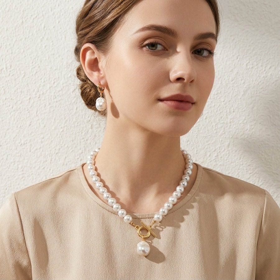 Parure de bijoux élégante 1 pièce, ensemble collier ras du cou et boucles d'oreilles pendantes avec fermoir à bascule, accessoire pour femme pour le quotidien, les rendez-vous, les fêtes, les banquets et les occasions spéciales, option de cadeau idéale