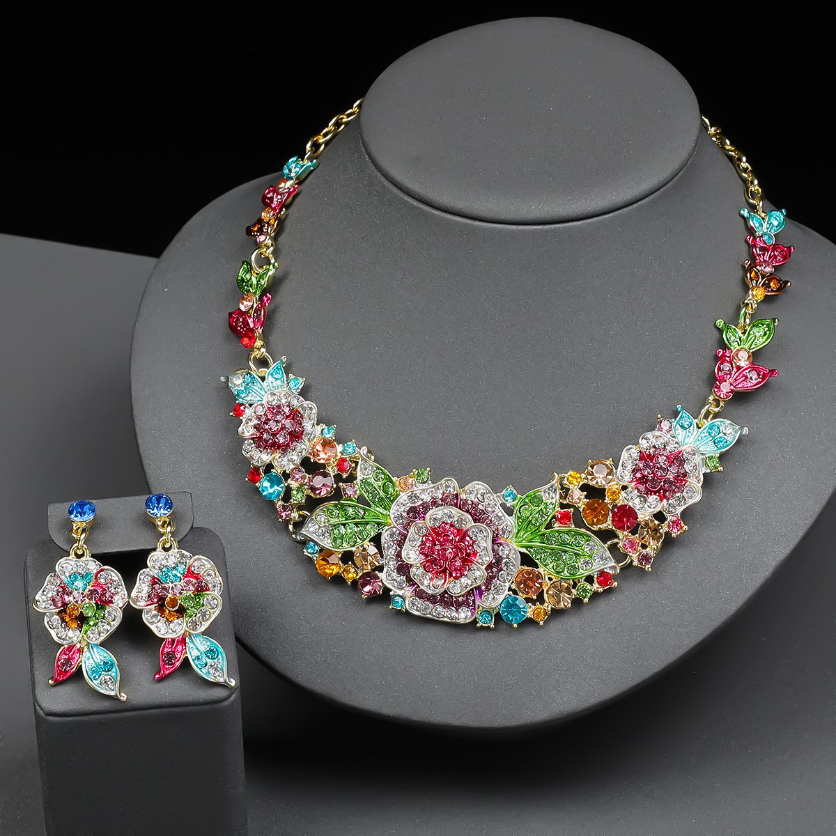 Parure Mariée Strass Fleurs - Multicouleurs – Image 4