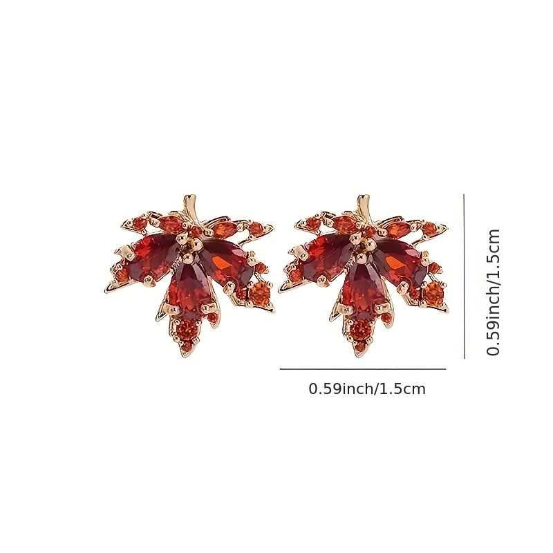 Boucles d'Oreilles Feuille d'Érable Rouge Légères Femme – Image 8