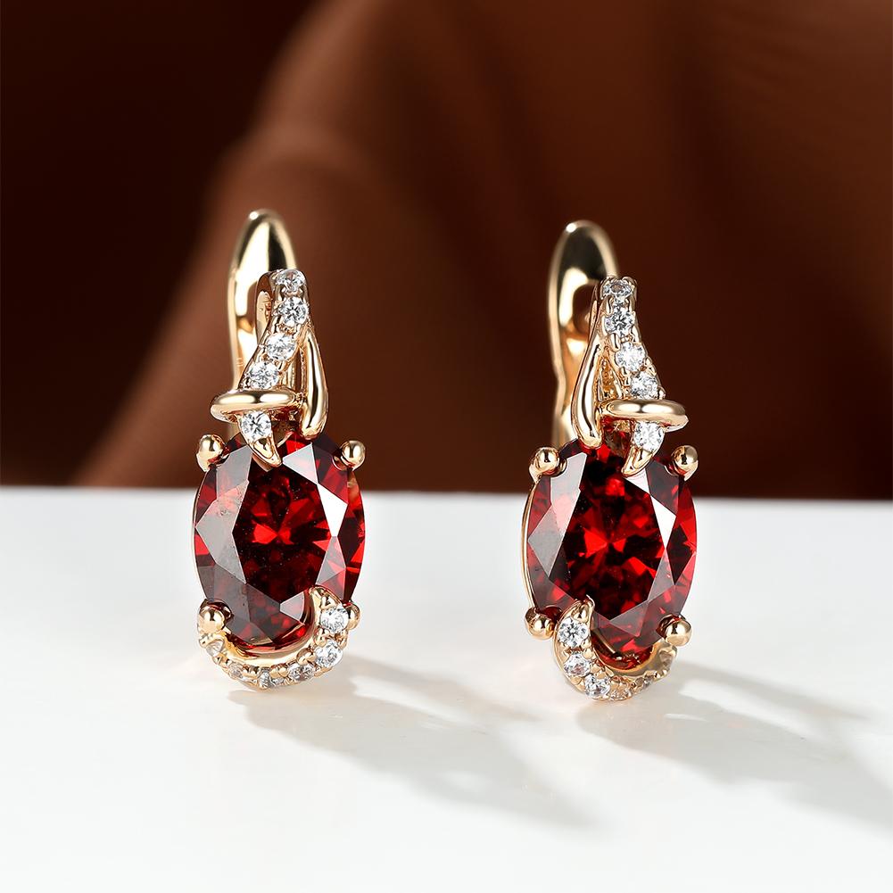 1 Boucle d'oreille avec pierre précieuse dorée et bleue, Boucle d'oreille tendance pour femme avec pierre précieuse blanche, bleue, rouge, rose, taille ronde et ovale, Boucle d'oreille à clou à griffe pour anniversaire, Bijoux.