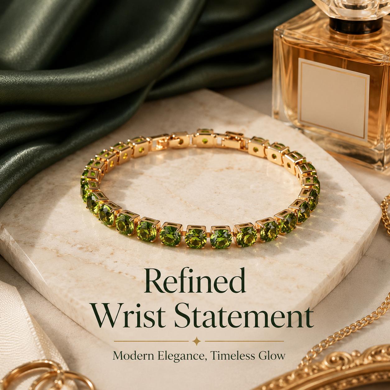 Bracelet tennis émeraude en argent sterling 925 plaqué 18K pour femmes, pierre précieuse verte créée en laboratoire de 6 mm, hypoallergénique, sans ternissement, chaîne réglable, pierre de naissance de mai, cadeau d'anniversaire pour maman, épouse, bijou vintage élégant