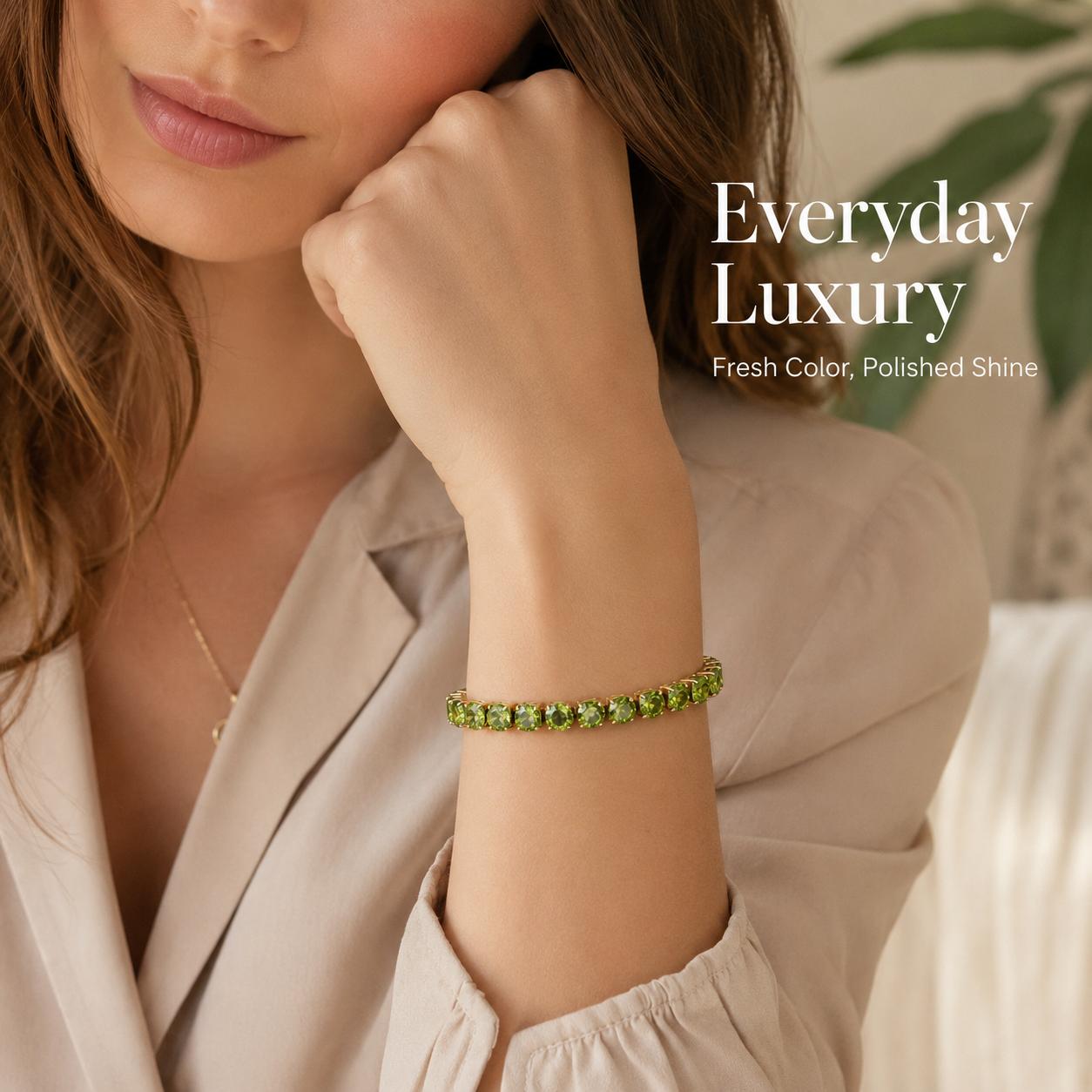 Bracelet tennis émeraude en argent sterling 925 plaqué 18K pour femmes, pierre précieuse verte créée en laboratoire de 6 mm, hypoallergénique, sans ternissement, chaîne réglable, pierre de naissance de mai, cadeau d'anniversaire pour maman, épouse, bijou vintage élégant