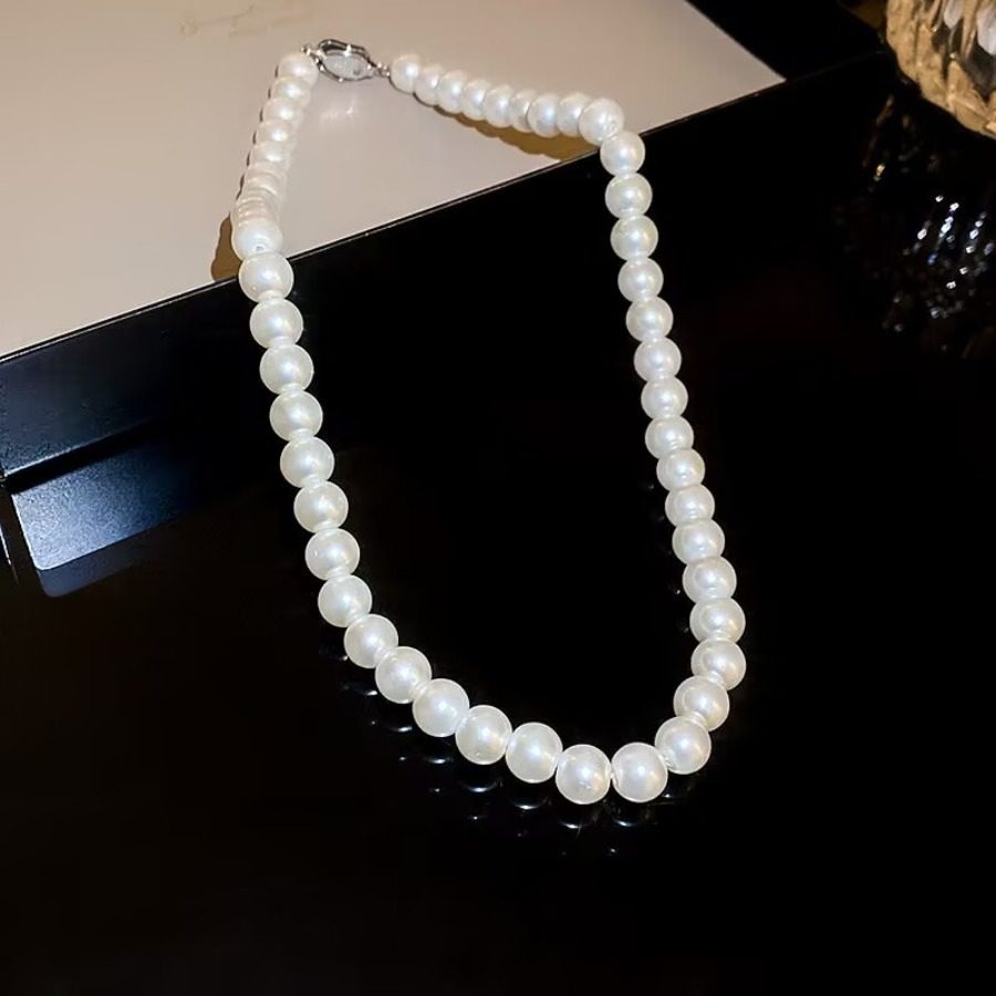 Ensemble de Bijoux S925 en Perles d'Eau Douce Naturelles - Collier, Bracelet et Boucles d'Oreilles Haute Brillance, Style Rétro, Doux et Élégant pour Femmes - Sans Boîte Cadeau